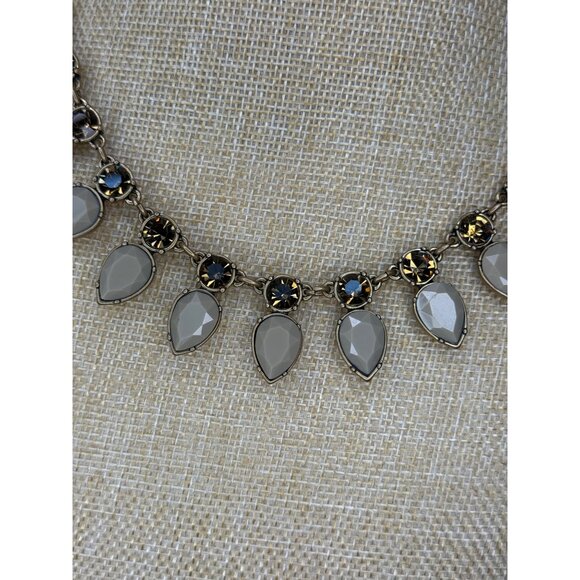 J. Crew Gold-Tone Statement Necklace With Teardrop & Round Crystal Accents - Picture 6 of 10